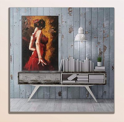 Quadro Pintura Tela flamenco abstrato óleo dança 5105