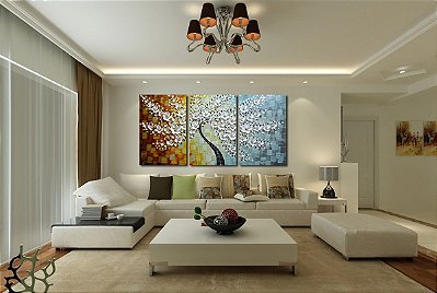 Quadro Pintura Tela cena cidade painéis azul 5121