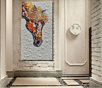 Quadro Pintura Tela horse hotel textured clear decor 5158