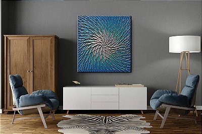 Quadro Pintura Tela finala branco óleo azul 5202