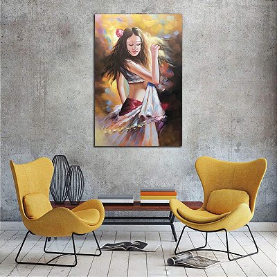 Quadro Pintura Tela garota óleo linda dança Decorativo 5228