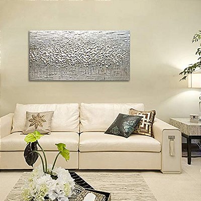 Quadro Pintura Tela flor branca claramente home óleo 5231