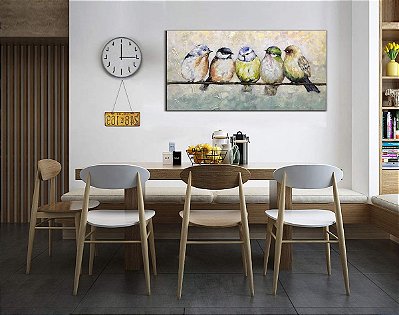 Quadro Pintura Tela filial pássaros uns descansam 5234
