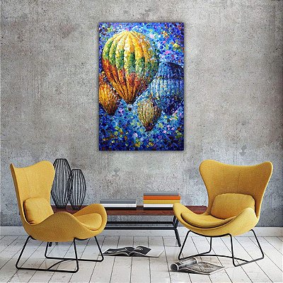 Quadro Pintura Tela colorida ar quente céu azul lotes 5254