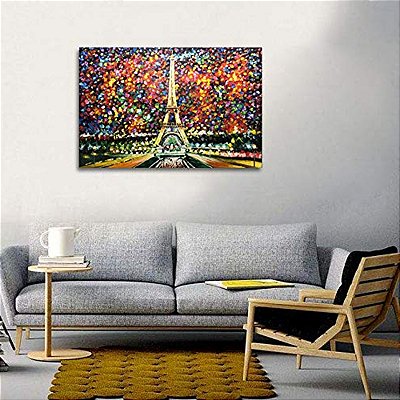 Quadro Pintura Tela colorida torre eiffel óleo óleos 5255