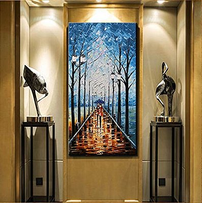 Quadro Pintura Tela vertical Decorativo Pintado a Mão 5267