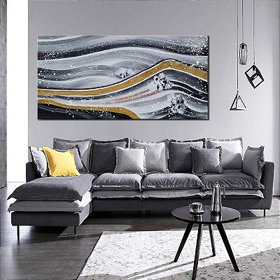 Quadro Pintura Tela pequeno onda branco interspesso 5274