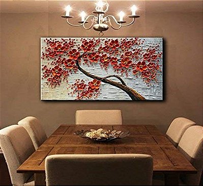 Quadro Pintura Tela vermelho abstrata Sala de Estar 5277