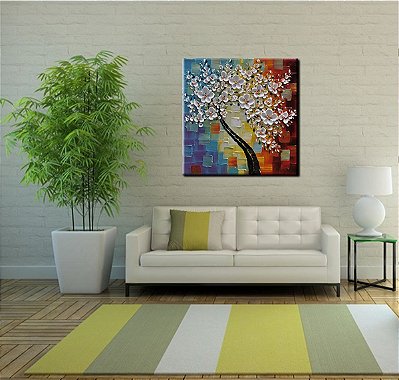 Quadro Pintura Tela pintados flor gigante Decorativo 5285