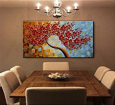 Quadro Pintura Tela riqueza red anos flower fade 5291