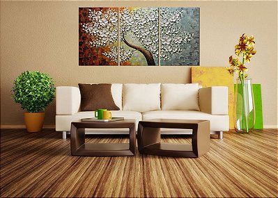 Quadro Pintura Tela flor branca multi luxuriant Quarto 5296