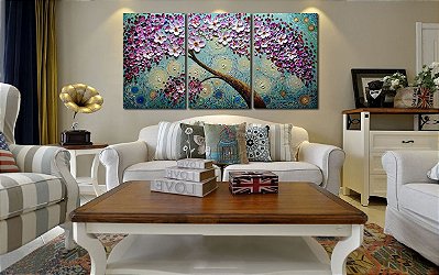 Quadro Pintura Tela perfeita pétalas conjunto rosa 5299