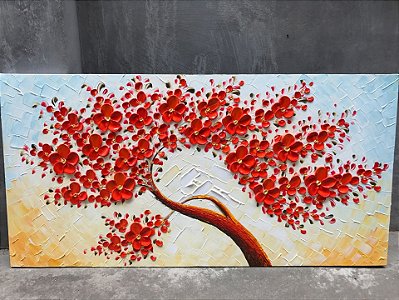 Quadro Pintura Tela emoldurado nós) economize red 5337