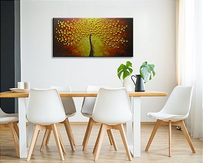 Quadro Pintura Tela emoldurado nós) tree economize 5344