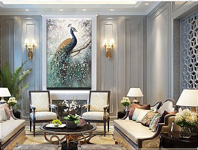 Quadro Pintura Tela economize azul emoldurado nós) óleo 5346