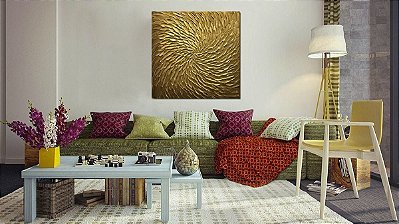 Quadro Pintura Tela ouro presente óleo quadrado 5367