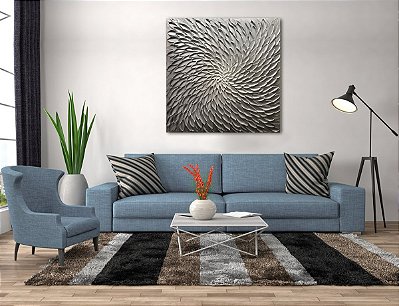 Quadro Pintura Tela abstrato quadrado reais cinza 5368