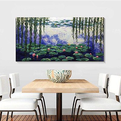 Quadro Pintura Tela lotus salgueiro branco óleo lagow 5370
