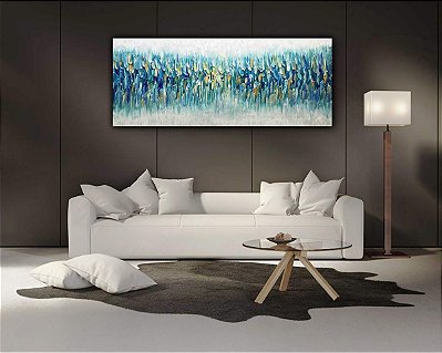 Quadro Pintura Tela textura luz azul fade abstrata 5375