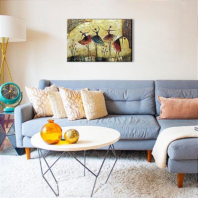 Quadro Pintura Tela metálico fundo dançando garotas 5391