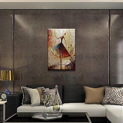 Quadro Pintura Tela vestido abstrato saia corredor slim 5394