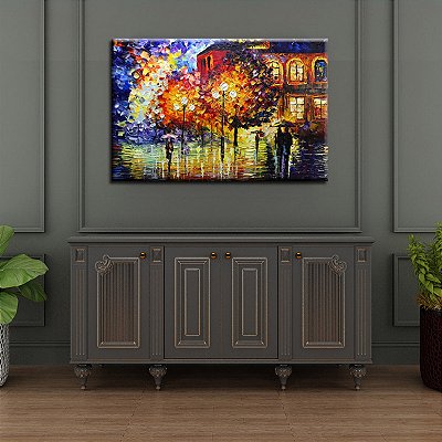 Quadro Pintura Tela colorida igreja abstrata acrílica 5398