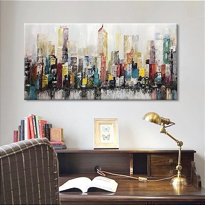 Quadro Pintura Tela moderno refletido multi-cor água 5405