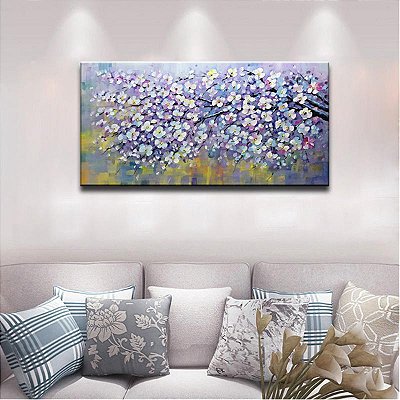 Quadro Pintura Tela floral multicolor anos fade 5427