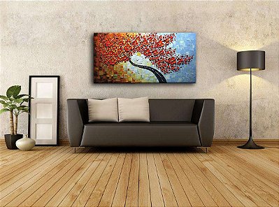 Quadro Pintura Tela fundo óleo tronco colorido preto 5452