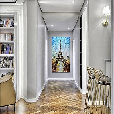 Quadro Pintura Tela perfeita torre eiffel corredor 5455