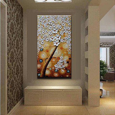 Quadro Pintura Tela brancas tronco corredor tronco 5460