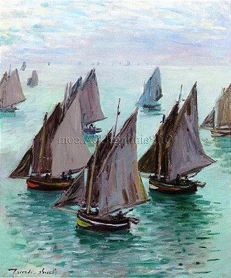 Quadro Pintura Tela pesca calma barcos originais tempo 5495