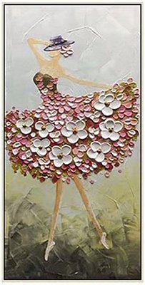 Quadro Pintura Tela vestido tamanho roxo elegante 5512