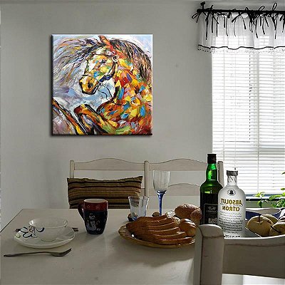 Quadro Pintura Tela cavalo multi-cor Sala de Estar 5517