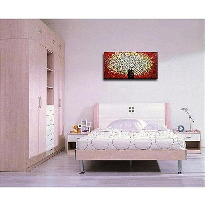 Quadro Pintura Tela branca pétala vermelhas paisagens 5540