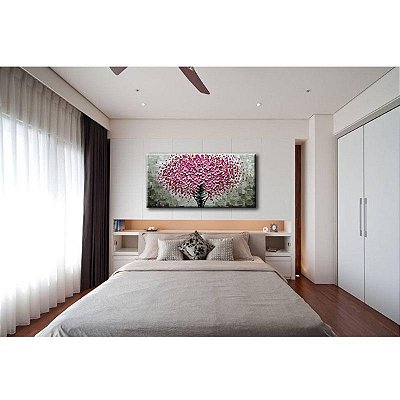 Quadro Pintura Tela árvore moderno visitas flor Quarto 5542