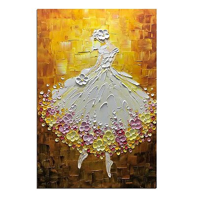 Quadro Pintura Tela vestido, ligado, pontapéico branca, 5546