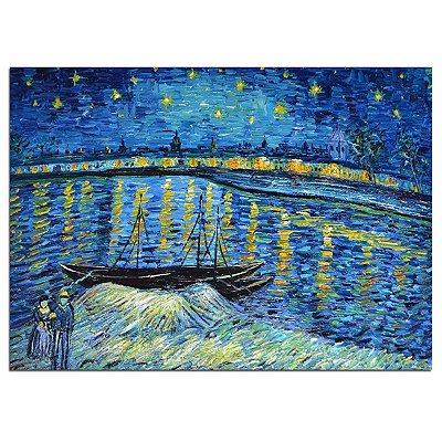Quadro Pintura Tela tom van óleo veleiro gogh azul 5554