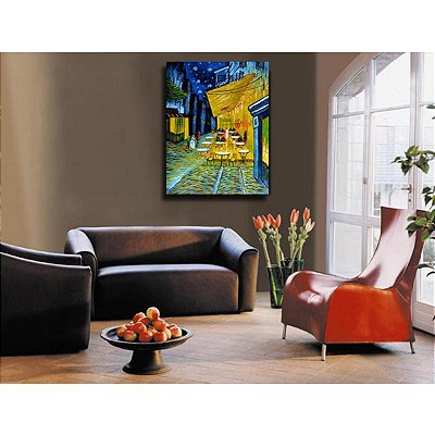 Quadro Pintura Tela reproduções terraço van gogh café 5557