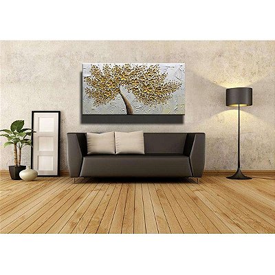 Quadro Pintura Tela ouro textura circular floral flor 5567