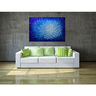 Quadro Pintura Tela branco fantasia azul textura clara 5574