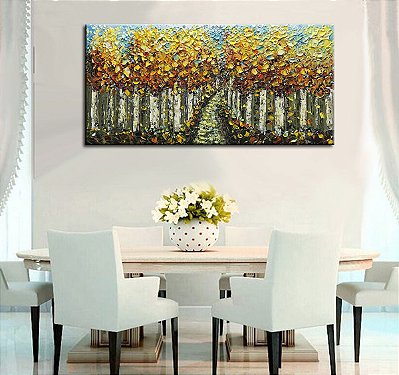 Quadro Pintura Tela pintadas árvore asdamart amarelo 5592