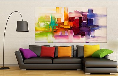 Quadro Pintura Tela Abstrato Moderno 2001