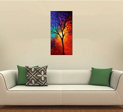Quadro Pintura Tela Arvores e Flores Modernas Em Altos Relevos 2030