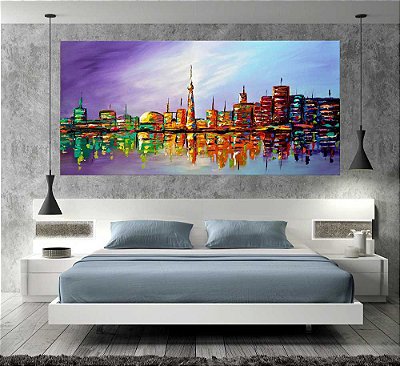 Quadro Pintura Tela Cidade Paisagem Urbana 2434