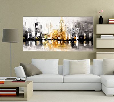 Quadro Pintura Tela Cidade Paisagem Urbana 2435