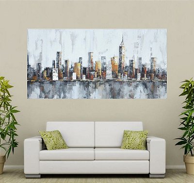 Quadro Pintura Tela Cidade Paisagem Urbana 2437