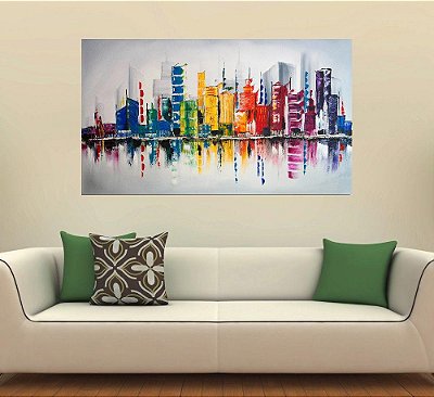 Quadro Pintura Tela Cidade Paisagem Urbana 2439