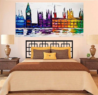 Quadro Pintura Tela Cidade Paisagem Urbana 2445