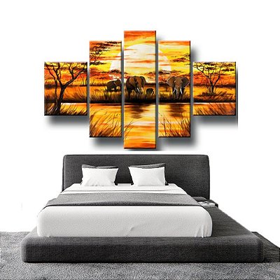 Quadro Decorativo Africano Animais Paisagem 283